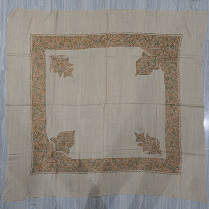 Ivory Dune Cashmere Rumal — Sozni Hand Embroidered