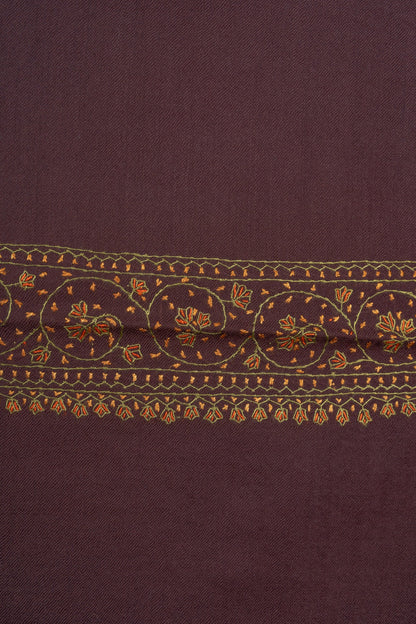 Cocoa Crest Sozni Hand Embroidered Merino Wool Shawl