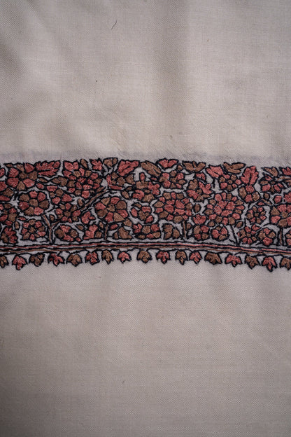 Crimson Vines Merino Wool Shawl with Sozni Hand Embroidered Detailing