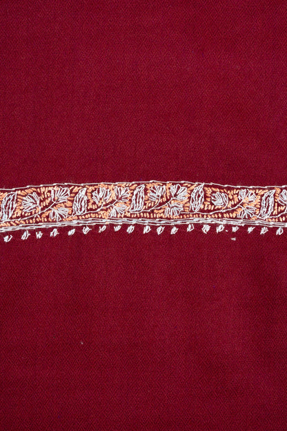 2.5 Yards Sozni Hand Embroidered Shawl in Deep Wine Grace