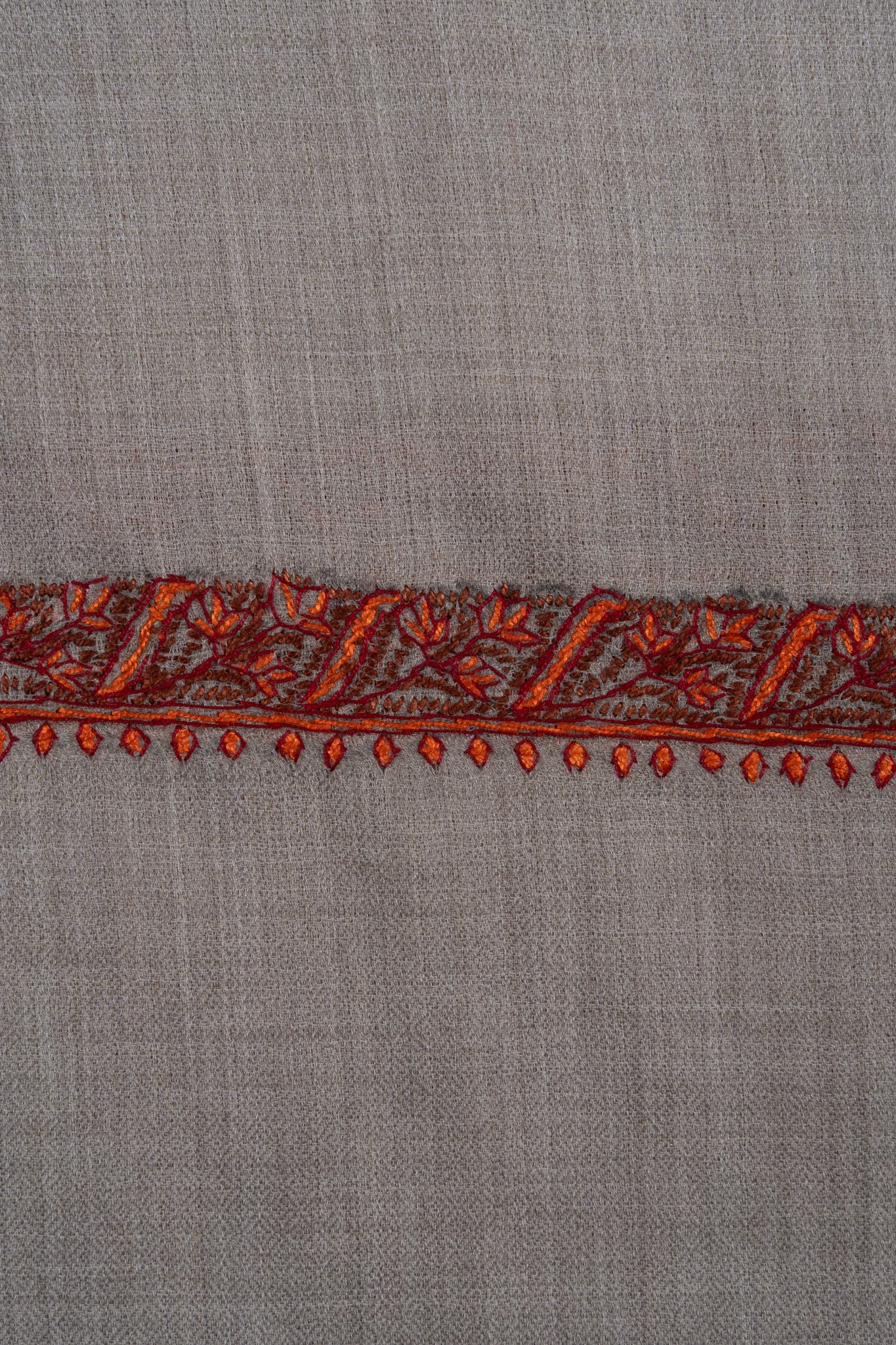 2.5 Yards Sozni Hand Embroidered Shawl in Soft Ash Grey Blush