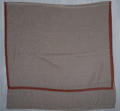 2.5 Yards Sozni Hand Embroidered Shawl in Soft Ash Grey Blush