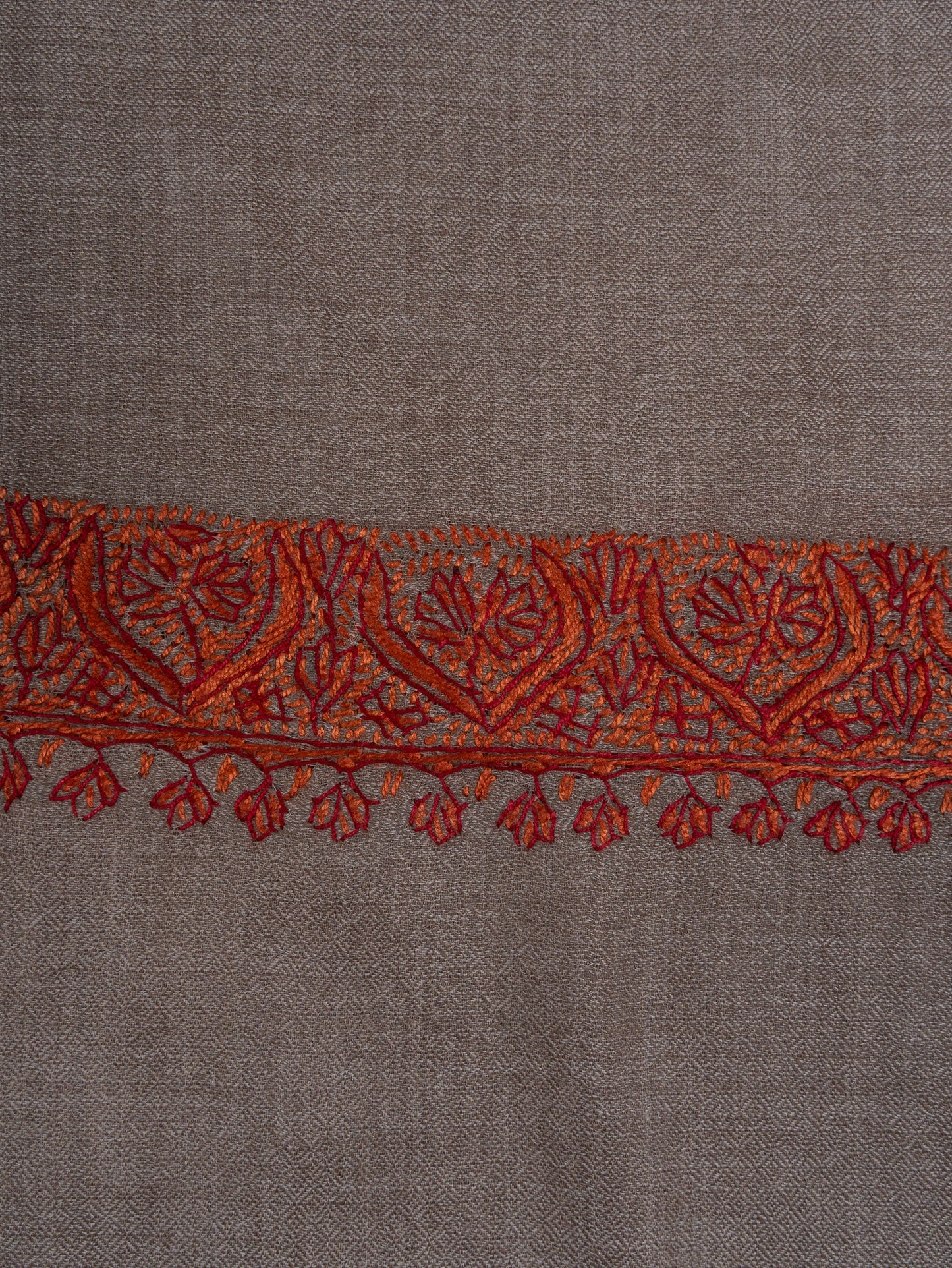 2.5 Yards Sozni Hand Embroidered Shawl in Soft Mink Beige
