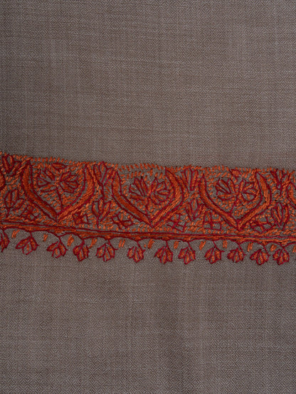 2.5 Yards Sozni Hand Embroidered Shawl in Soft Mink Beige