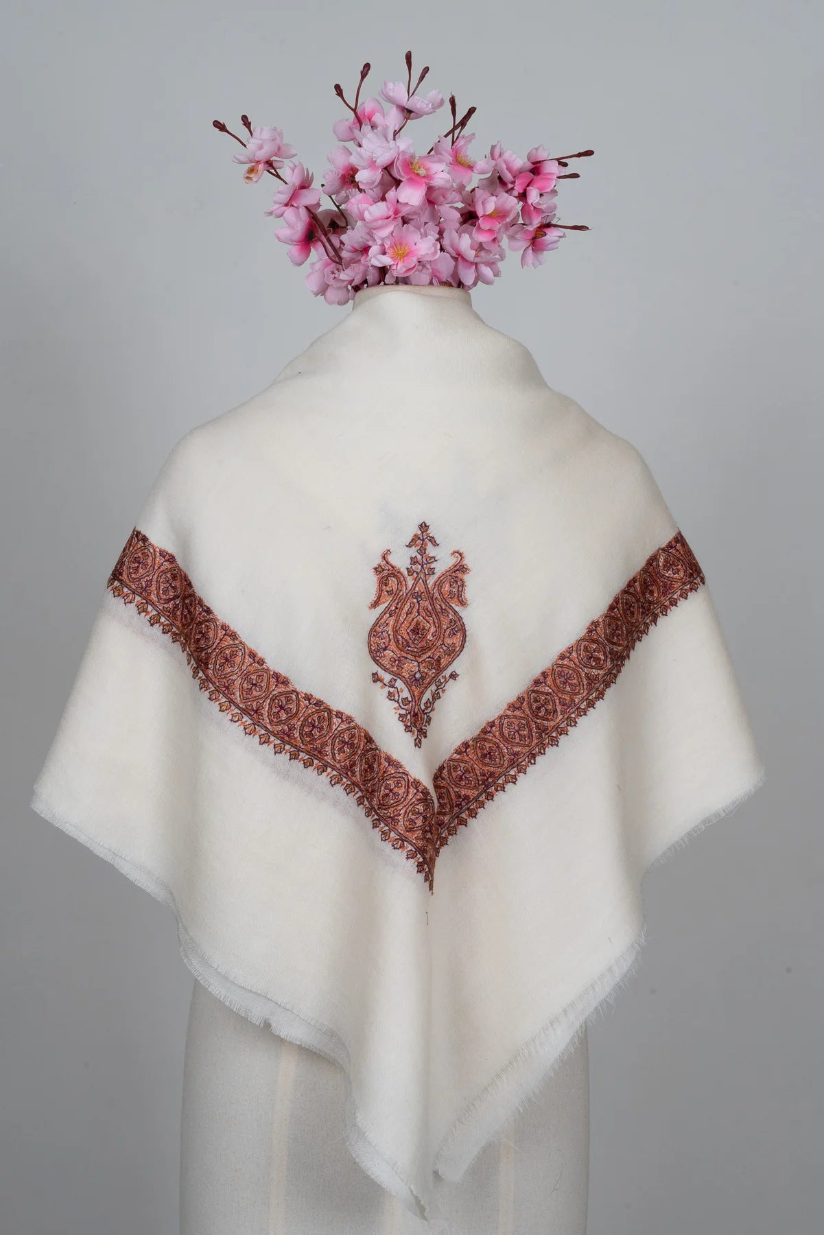 Ivory Cinnamon Rumal — Sozni Hand Embroidered