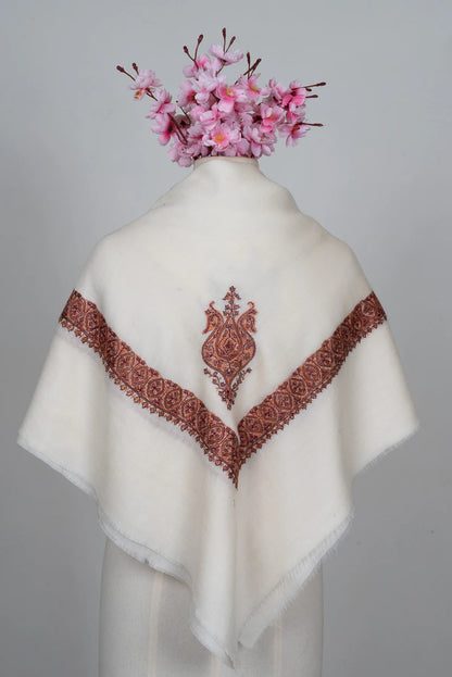 Ivory Cinnamon Rumal — Sozni Hand Embroidered