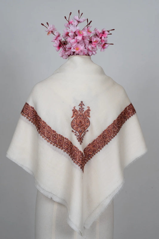 Ivory Cinnamon Rumal — Sozni Hand Embroidered