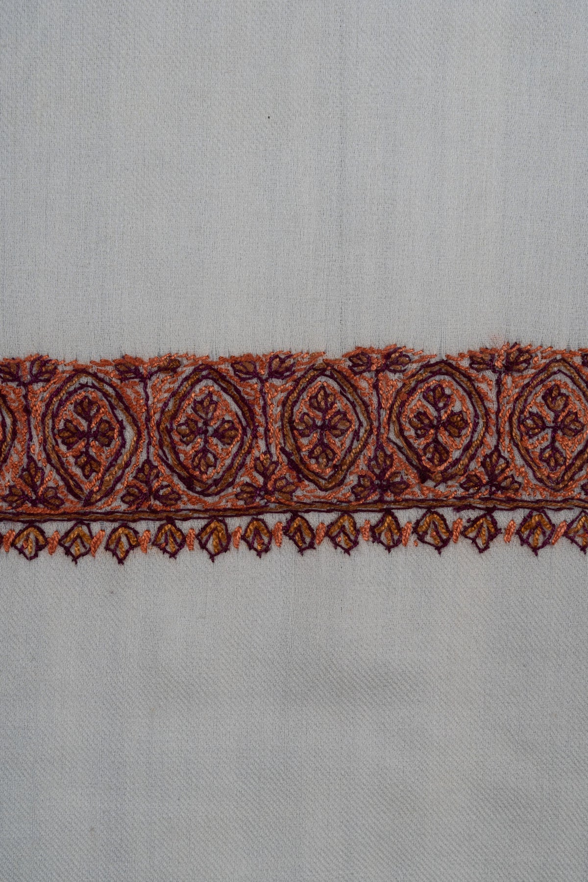 Ivory Cinnamon Rumal — Sozni Hand Embroidered