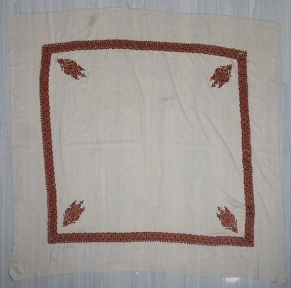 Ivory Cinnamon Rumal — Sozni Hand Embroidered