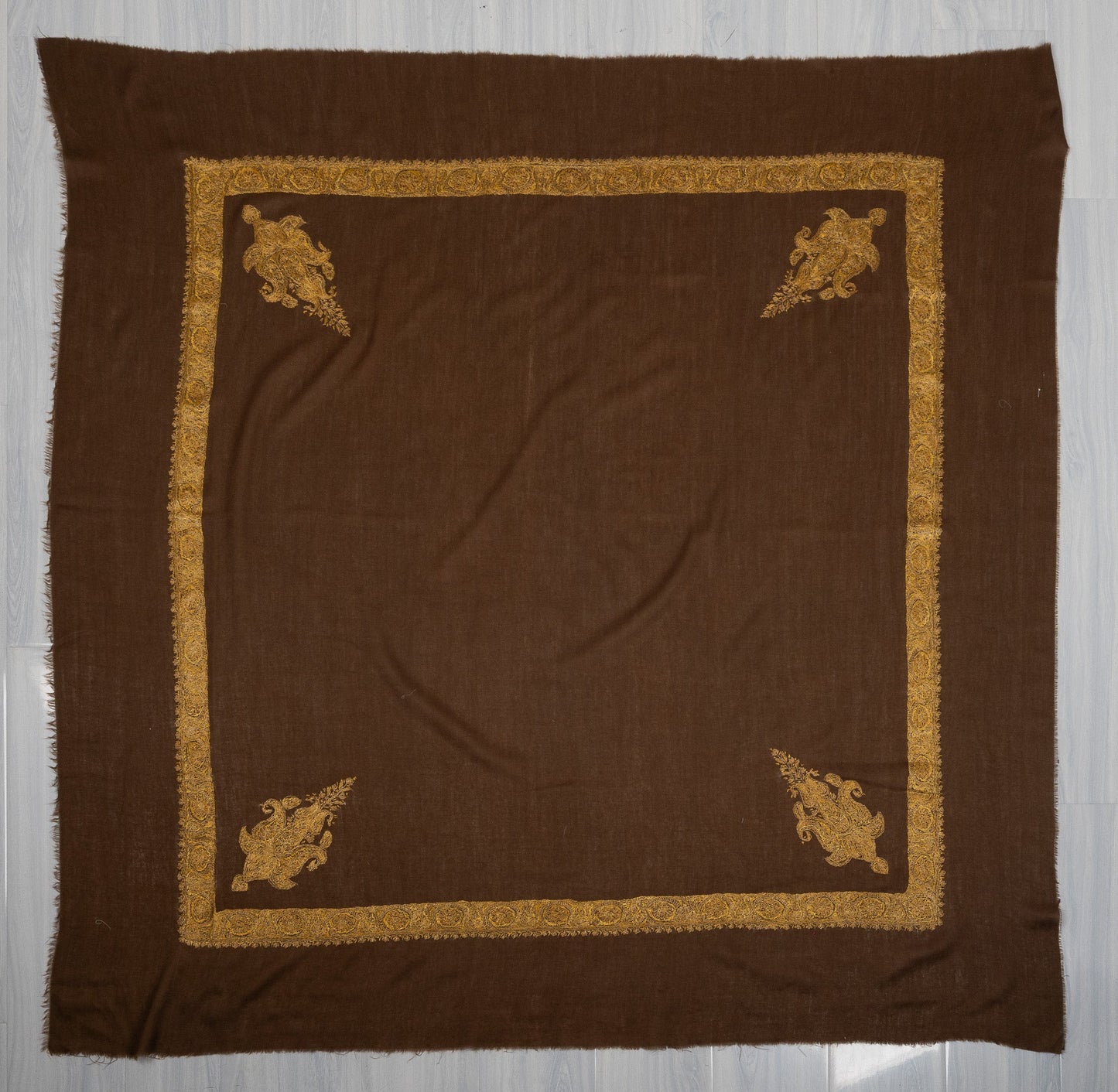 Antique Umber Rumal — Sozni Hand Embroidered