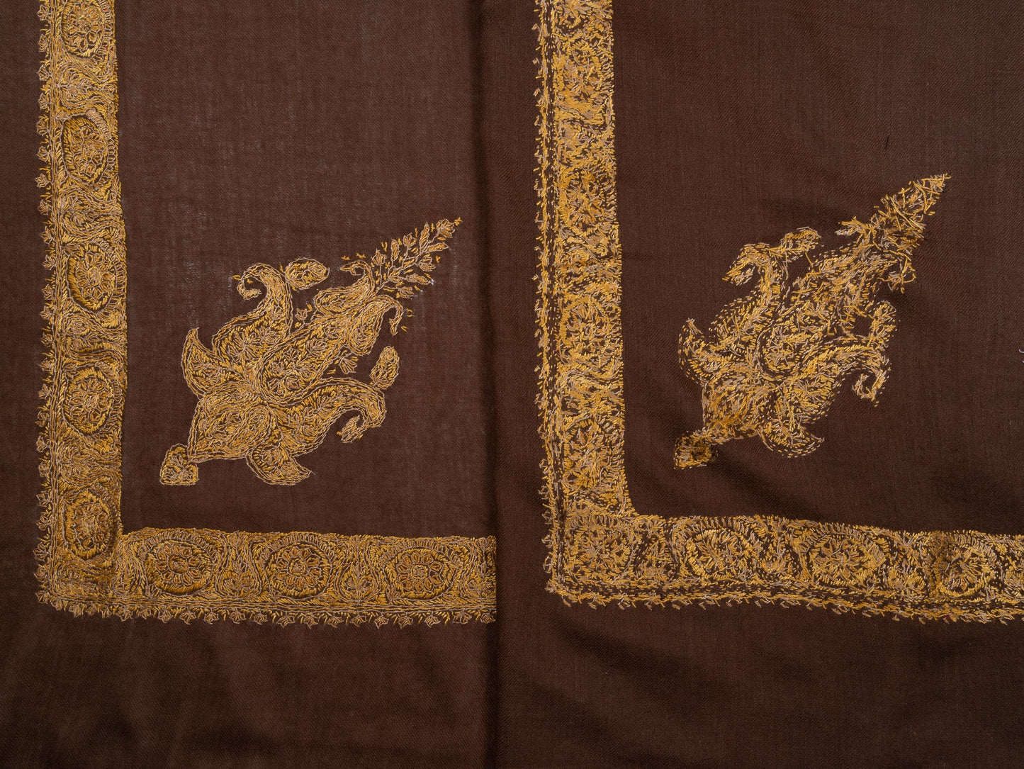 Antique Umber Rumal — Sozni Hand Embroidered