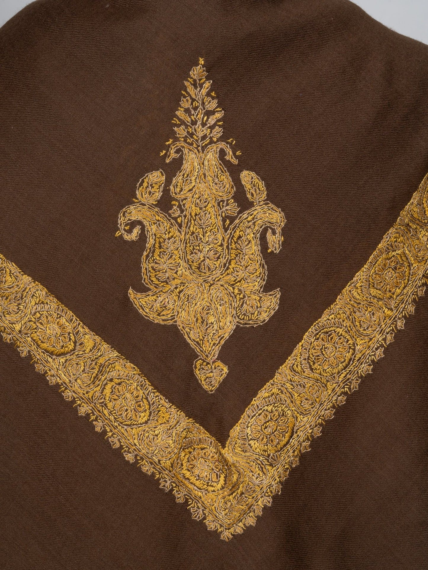Antique Umber Rumal — Sozni Hand Embroidered