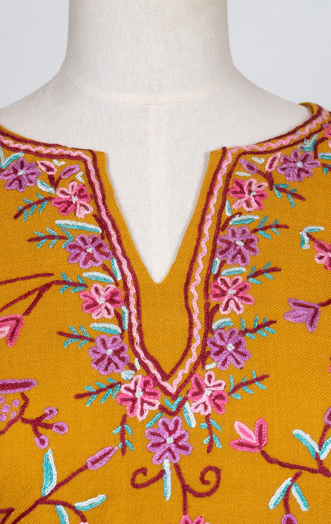 Marigold Bloom Sozni Hand Embroidered Pheran