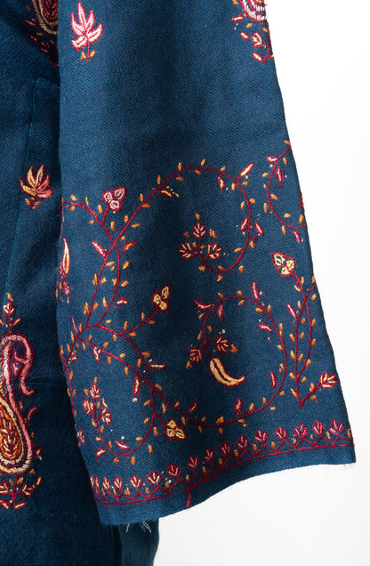 Midnight Scroll Sozni Hand Embroidered Pheran
