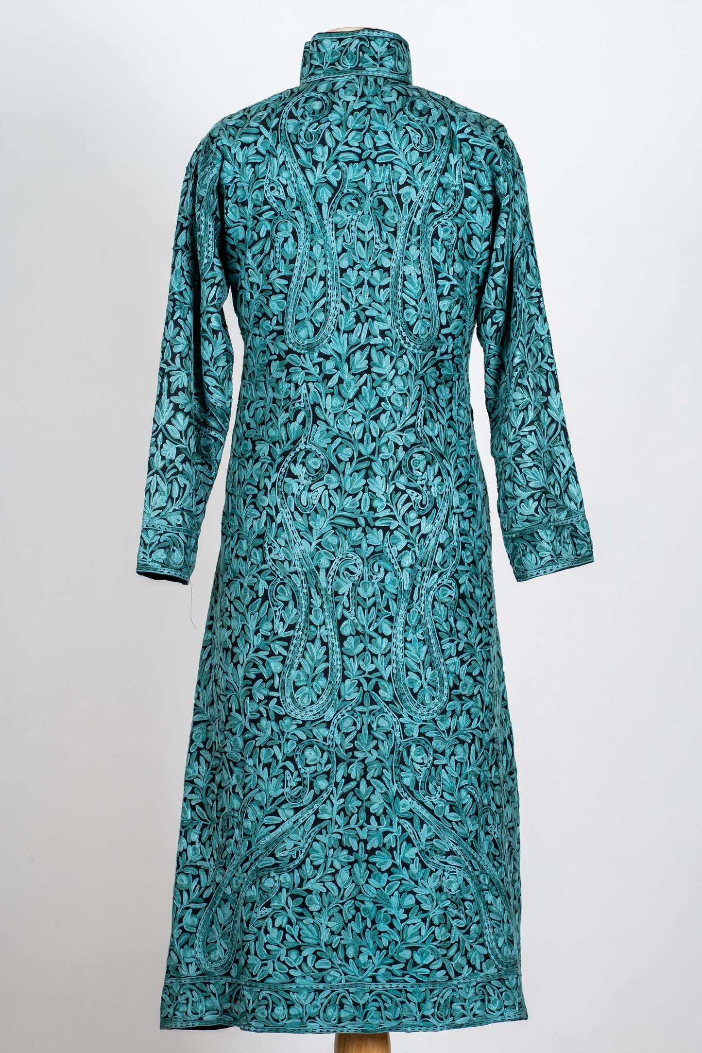 Sheherzaad Teal: Long Jacket with Aari Embroidery