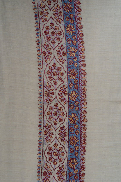 Pearl Azure Rumal — 58" Sozni Hand Embroidered