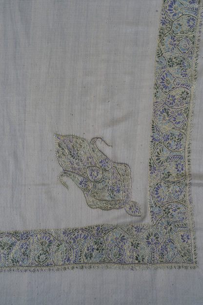 Glacier Bloom Rumal — 58" Sozni Hand Embroidered