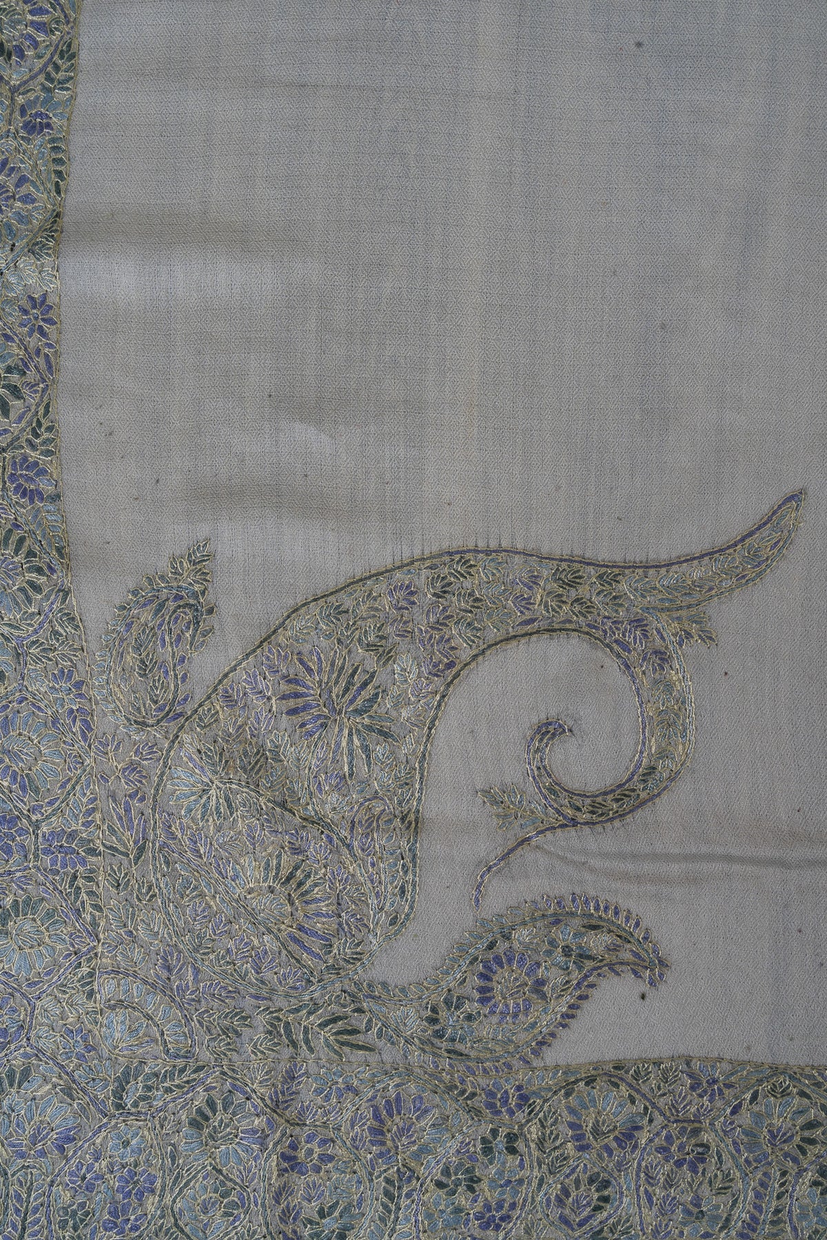 Glacier Bloom Rumal — 58" Sozni Hand Embroidered