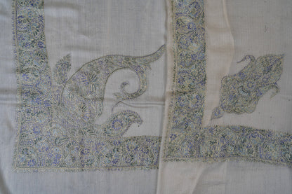 Glacier Bloom Rumal — 58" Sozni Hand Embroidered