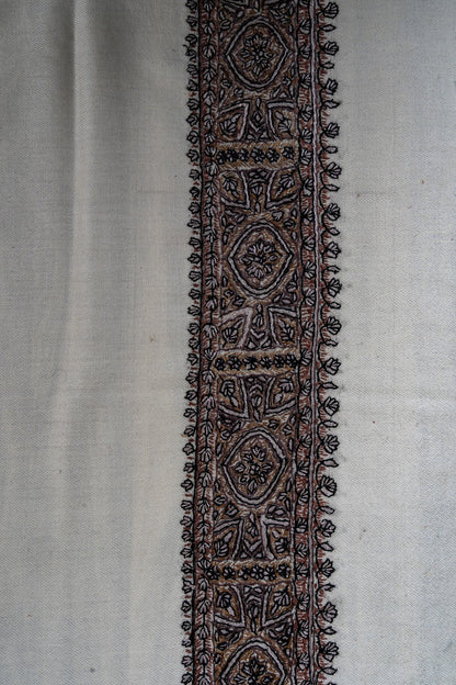 Walnut Crest Rumal — 58" Sozni Hand Embroidered