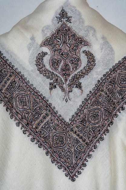 Walnut Crest Rumal — 58" Sozni Hand Embroidered
