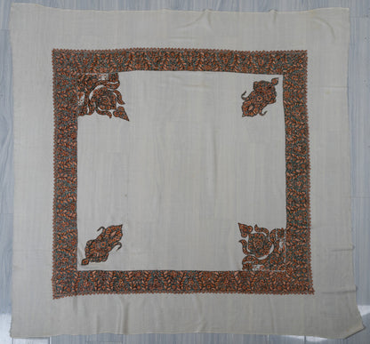 Verdant Ember Rumal — 58" Sozni Hand Embroidered