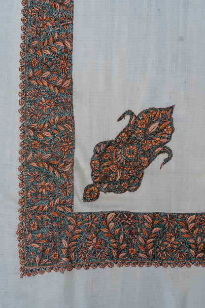 Verdant Ember Rumal — 58" Sozni Hand Embroidered