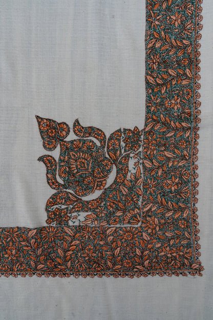 Verdant Ember Rumal — 58" Sozni Hand Embroidered