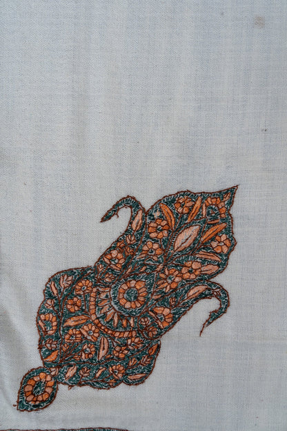 Verdant Ember Rumal — 58" Sozni Hand Embroidered