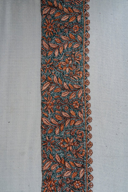 Verdant Ember Rumal — 58" Sozni Hand Embroidered