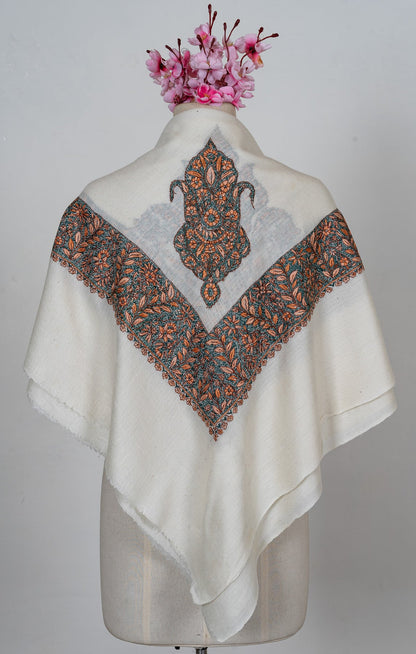 Verdant Ember Rumal — 58" Sozni Hand Embroidered