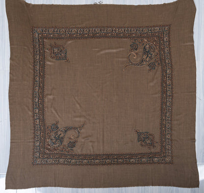 Teal Hearth Rumal — 58" Sozni Hand Embroidered