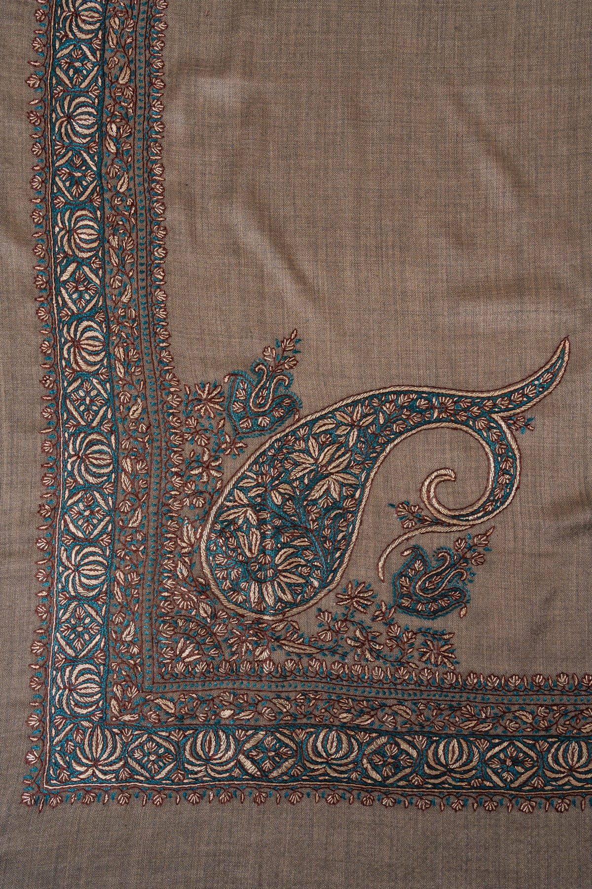 Teal Hearth Rumal — 58" Sozni Hand Embroidered