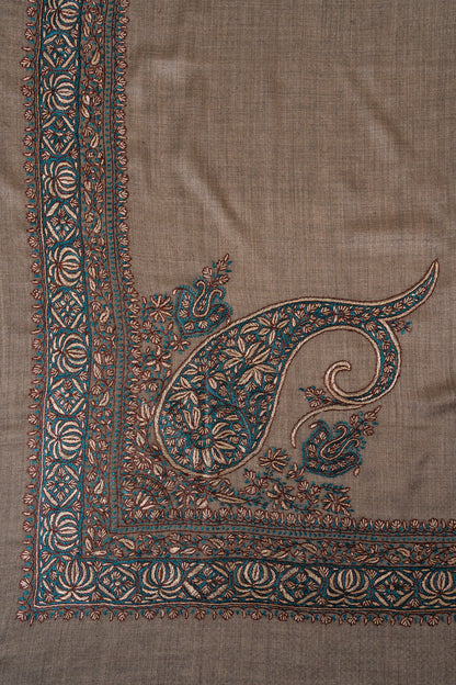 Teal Hearth Rumal — 58" Sozni Hand Embroidered