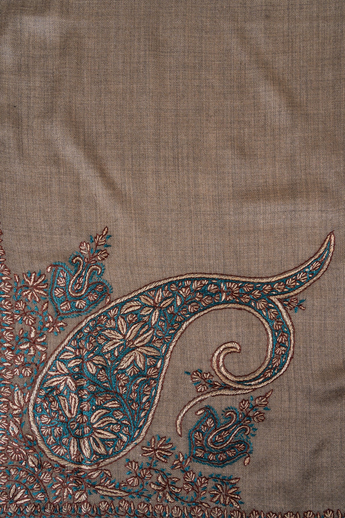 Teal Hearth Rumal — 58" Sozni Hand Embroidered