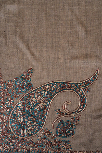 Teal Hearth Rumal — 58" Sozni Hand Embroidered
