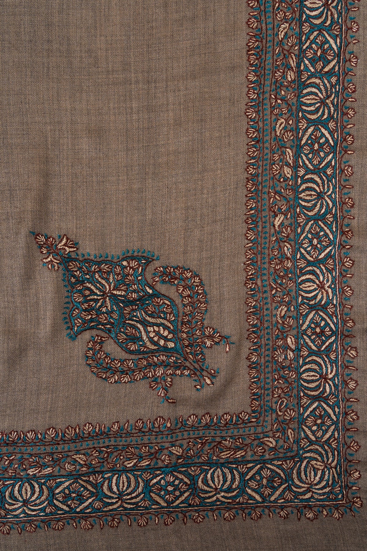 Teal Hearth Rumal — 58" Sozni Hand Embroidered