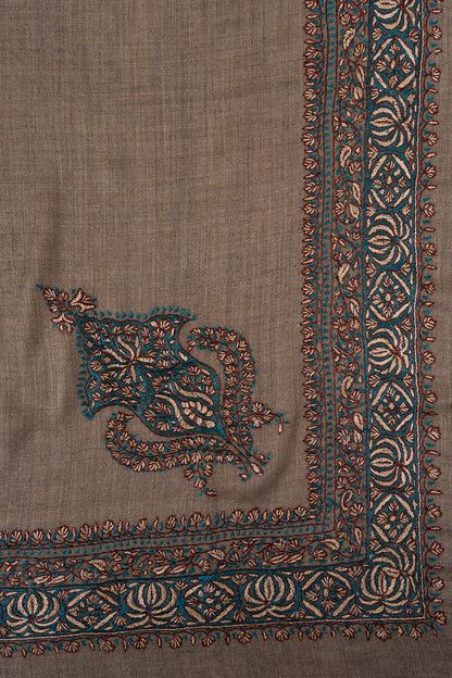 Teal Hearth Rumal — 58" Sozni Hand Embroidered