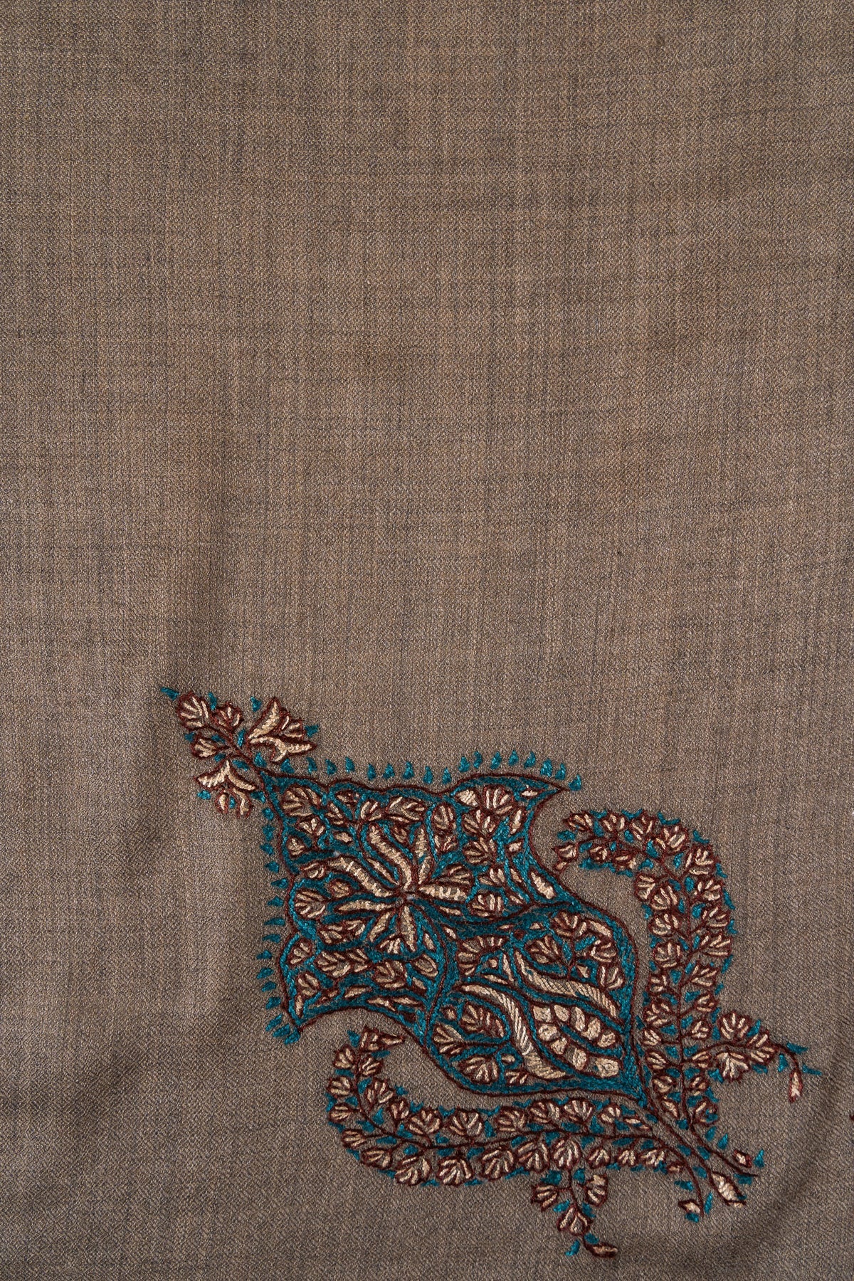 Teal Hearth Rumal — 58" Sozni Hand Embroidered