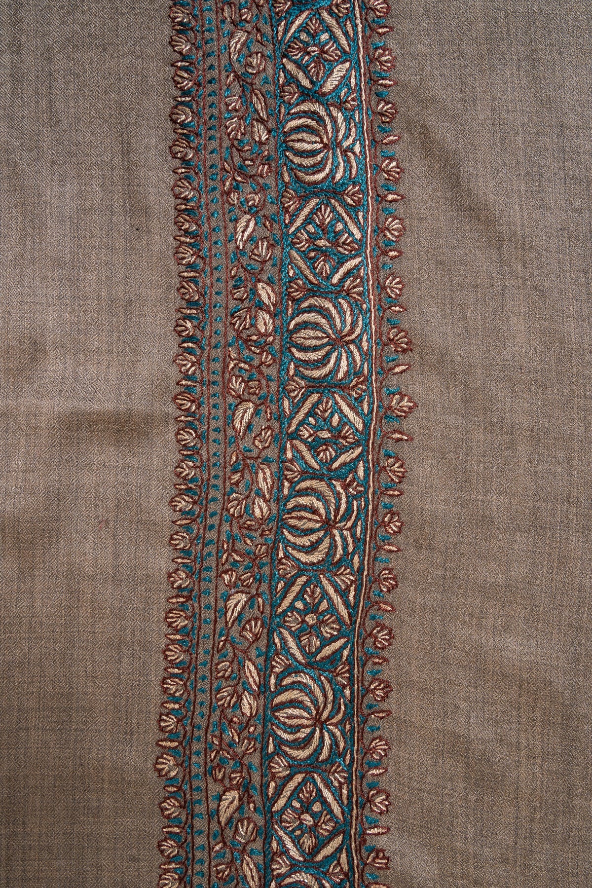 Teal Hearth Rumal — 58" Sozni Hand Embroidered