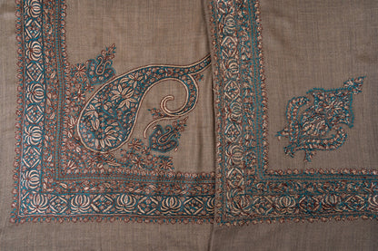 Teal Hearth Rumal — 58" Sozni Hand Embroidered