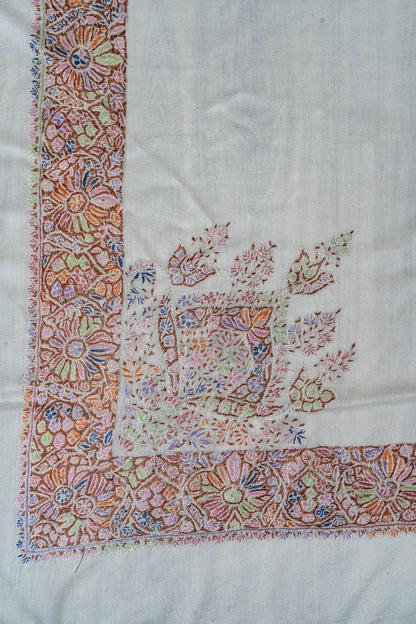 Meadow Prism Rumal — 58" Sozni Hand Embroidered