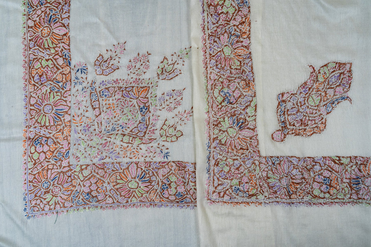 Meadow Prism Rumal — 58" Sozni Hand Embroidered