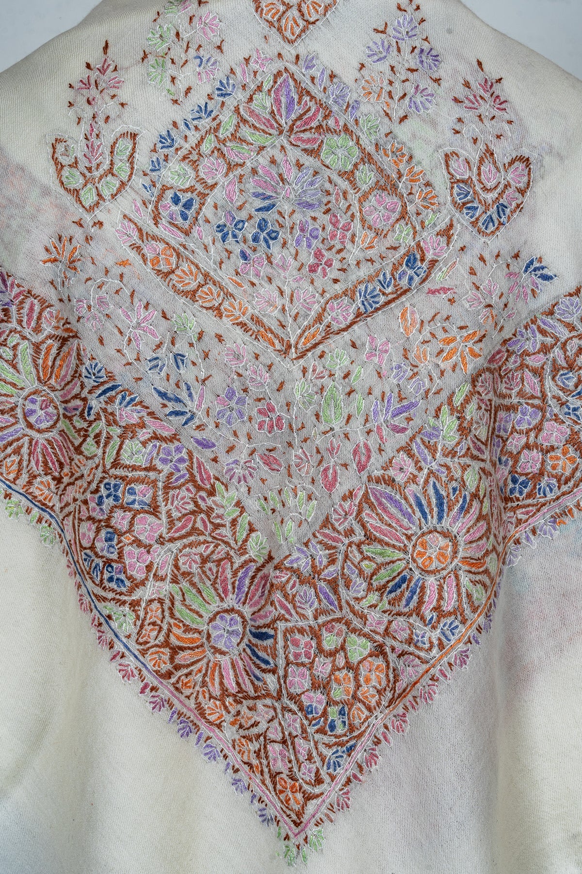 Meadow Prism Rumal — 58" Sozni Hand Embroidered