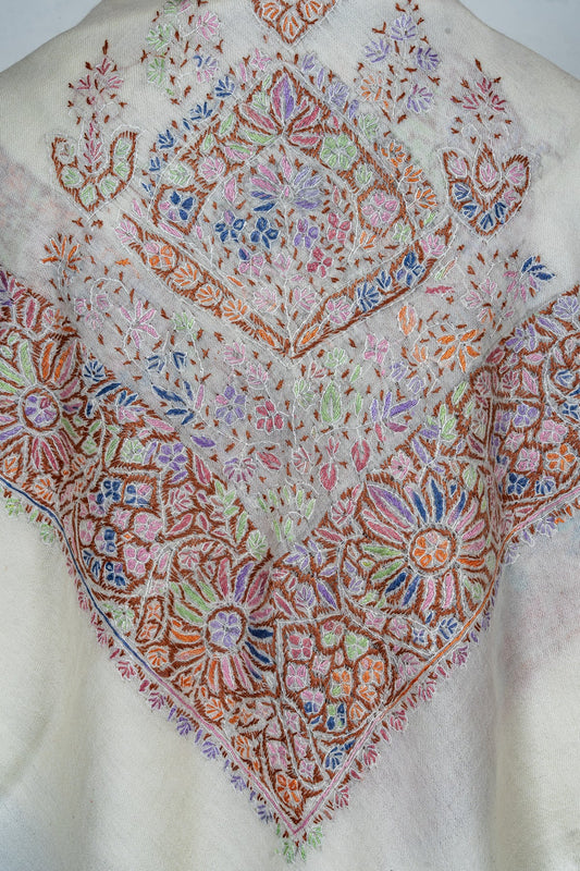 Meadow Prism Rumal — 58" Sozni Hand Embroidered