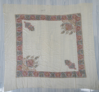 Amethyst Bloom Rumal — 58" Sozni Hand Embroidered