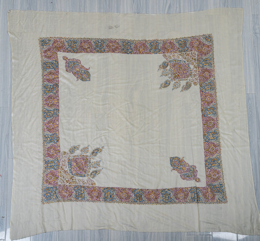 Amethyst Bloom Rumal — 58" Sozni Hand Embroidered