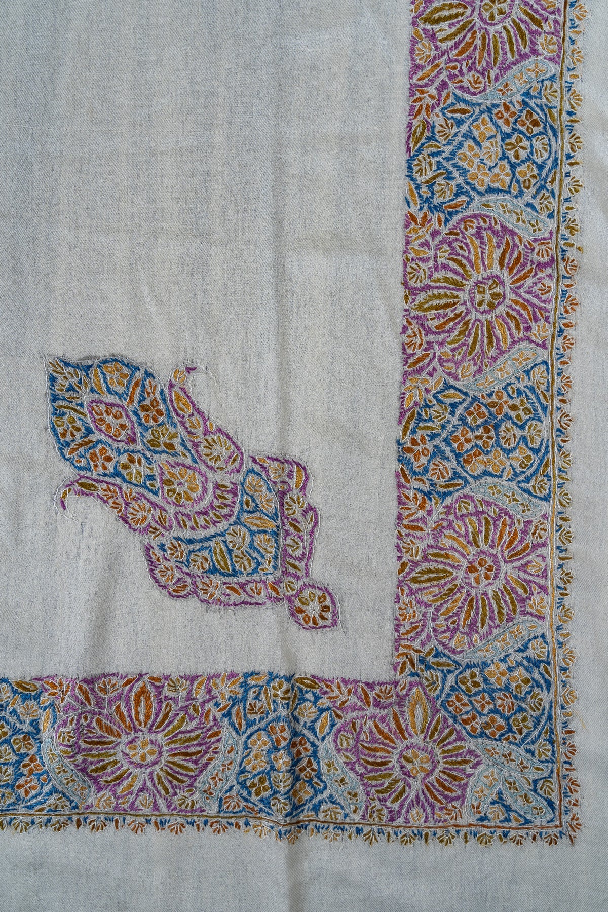 Amethyst Bloom Rumal — 58" Sozni Hand Embroidered