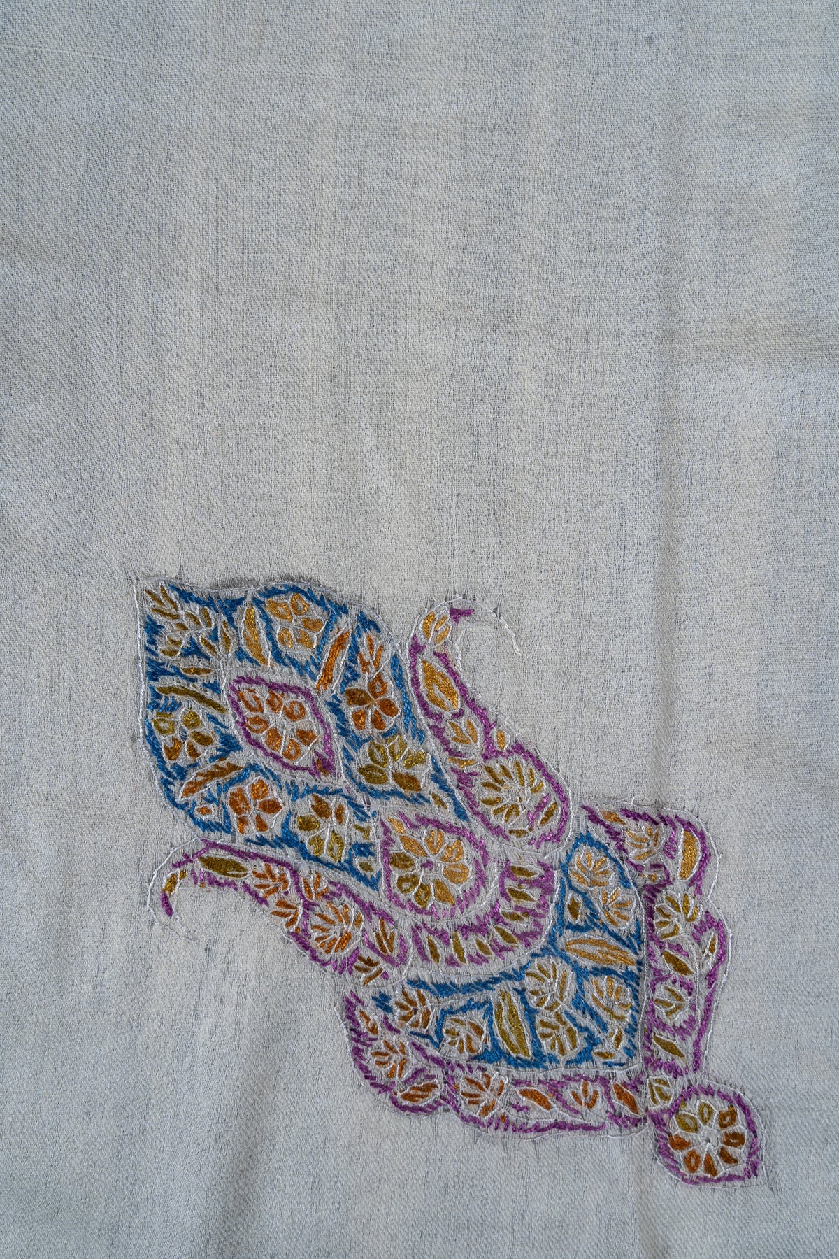 Amethyst Bloom Rumal — 58" Sozni Hand Embroidered