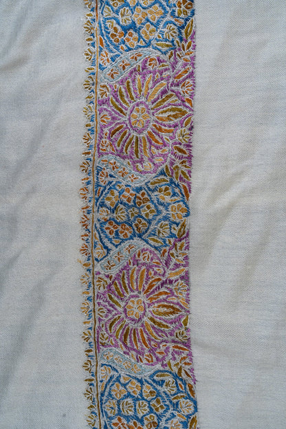 Amethyst Bloom Rumal — 58" Sozni Hand Embroidered